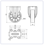 PU aluminium bokwiel  - 160mm - 400kg Kogellager