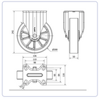 PU aluminium bokwiel  - 200mm - 400kg Kogellager