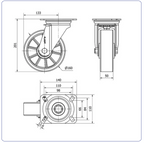 PU aluminium zwenkwiel met topplaat  - 160mm - 400kg Kogellager
