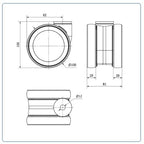 PU voor ziekenhuis Dubbel zwenkwiel met centraal gat - 100mm - 125kg Kogellager