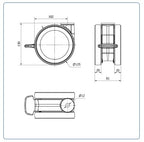 PU voor ziekenhuis Dubbel zwenkwiel geremd met centraal gat - 125mm - 125kg Kogellager