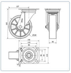 PU aluminium  zwenkwiel met topplaat versterkt  - 160mm - 600kg Kogellager