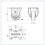 PU bokwiel - 80mm - 150kg Rollen