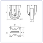 PU bokwiel - 100mm - 180kg Rollen
