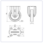 PU bokwiel - 125mm - 180kg Rollen