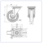 PU zwenkwiel met topplaat - 150mm - 300kg Rollen