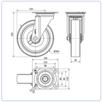 PU zwenkwiel met topplaat - 200mm - 400kg Rollen