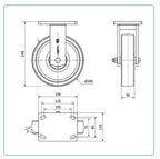 Nylon zwaarlast Bokwiel- 200mm - 1000kg Kogellager