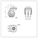 Rubber dubbel zwenkwiel met centraal gat - 50mm - 70kg
