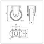 Nylon bokwiel  - 125mm - 170kg Rollen