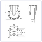 Nylon bokwiel  - 125mm - 170kg