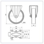 Nylon bokwiel  - 200mm - 280kg