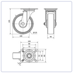 Nylon zwenkwiel met topplaat - 125mm - 170kg Rollen