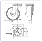 Nylon zwenkwiel met topplaat - 160mm - 200kg Rollen