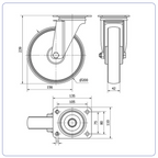 Nylon zwenkwiel met topplaat - 200mm - 280kg Rollen