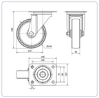 Nylon zwenkwiel met topplaat - 150mm - 200kg