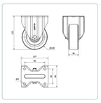 Elastiek rubber aluminium bokwiel - 100mm - 200kg Kogellager
