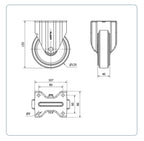 Elastiek rubber aluminium bokwiel - 125mm - 250kg Kogellager