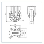 Elastiek rubber aluminium bokwiel - 160mm - 350kg Kogellager