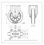 Elastiek rubber aluminium bokwiel - 200mm - 400kg Kogellager