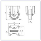 Spuitgegoten Rubber RVS bokwiel - 100mm - 100kg
