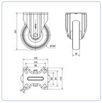 Spuitgegoten Rubber RVS bokwiel - 160mm - 160kg