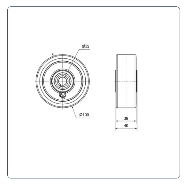 PU Aluminium Wiel 100 mm - Asgatdiameter 15mm - Draagvermogen 250kg - Kogellager