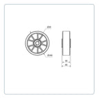 PU Aluminium Wiel 160 mm - Asgatdiameter 20mm - Draagvermogen 600kg - Kogellager