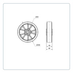 PU Aluminium Wiel 200 mm - Asgatdiameter 20mm - Draagvermogen 800kg - Kogellager