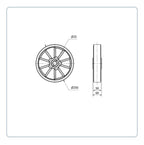 PU Aluminium Wiel 250 mm - Asgatdiameter 25mm - Draagvermogen 1000kg - Kogellager