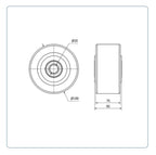 PU Wiel 150 mm - Asgatdiameter 25mm - Draagvermogen 1200kg - Kogellager
