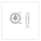 PU Wiel 200 mm - Asgatdiameter 20mm - Draagvermogen 1100kg - Kogellager