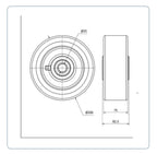 PU Wiel 200 mm - Asgatdiameter 25mm - Draagvermogen 1400kg - Kogellager
