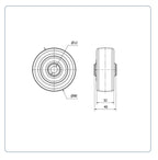 PU Wiel 80 mm - Asgatdiameter 12mm - Draagvermogen 120kg