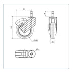 PU zwenkwiel met Klikpen 11x30- 100mm - 40kg