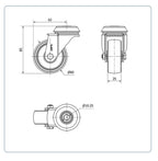 PP zwenkwiel met Doorgaand gat- 60mm - 50kg