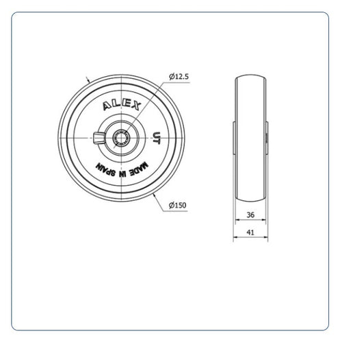 Nylon Wiel 150 mm - Asgatdiameter 12mm - Draagvermogen 300kg - Roller