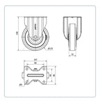 Grijs Rubber bokwiel  - 125mm - 135kg
