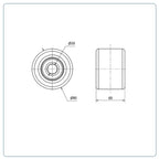 PU palletrol 85x60 - Asgatdiameter 20mm - Draagvermogen 600kg