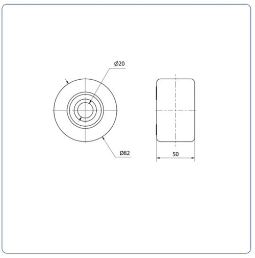 Nylon palletrol 82x50 - Asgatdiameter 20mm - Draagvermogen 600kg