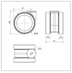 PU voor ziekenhuis Dubbel zwenkwiel met centraal gat - 100mm - 125kg Kogellager