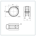 PU voor ziekenhuis Dubbel zwenkwiel geremd met centraal gat - 125mm - 125kg Kogellager