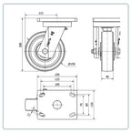 Nylon zwaarlast zwenkwiel - 150mm - 900kg Kogellager