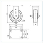 Nylon zwaarlast Bokwiel- 150mm - 900kg Kogellager