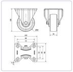 Nylon bokwiel  - 80mm - 130kg Rollen