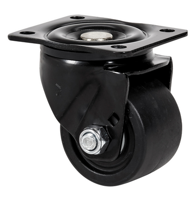 Zwart Nylon zwenkwiel met topplaat  - 65mm - 500kg Kogellager