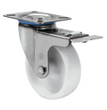 Nylon RVS zwenkwiel geremd met topplaat - 125mm - 250kg