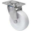 Nylon RVS zwenkwiel met topplaat - 100mm - 200kg