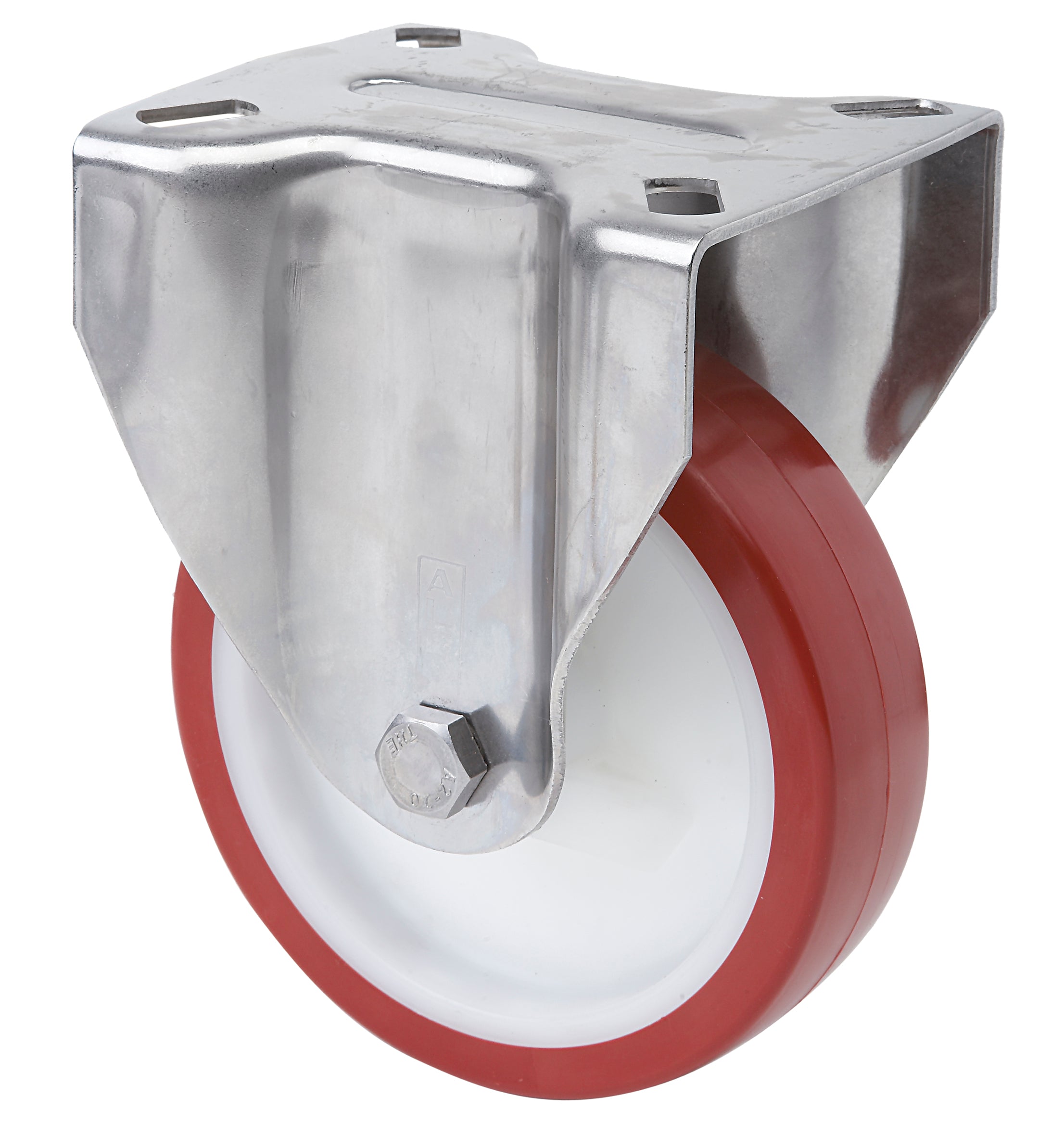 Polyurethaan RVS bokwiel - 200mm - 400kg RVS rollen