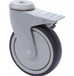 PU voor ziekenhuis zwenkwiel geremd met centraal gat - 100mm - 80kg Kogellager